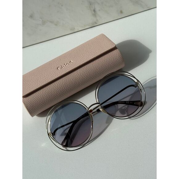 NEW Chloe CH0045S Carlina Round Sunglasses in Gold Blue main image 10